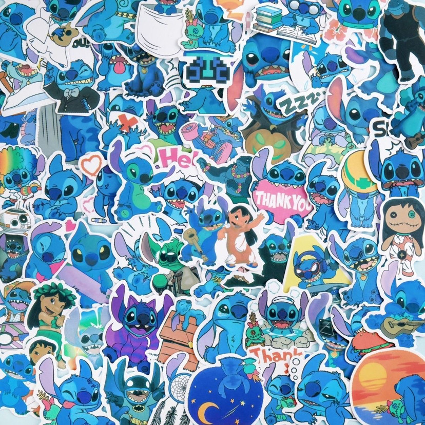 

100PCS Disney Stitch Stickers Anime Decal Skateboard Laptop Motorcycle Guitar Cute Kawaii Cartoon Movie Sticker Pack Kids Toy