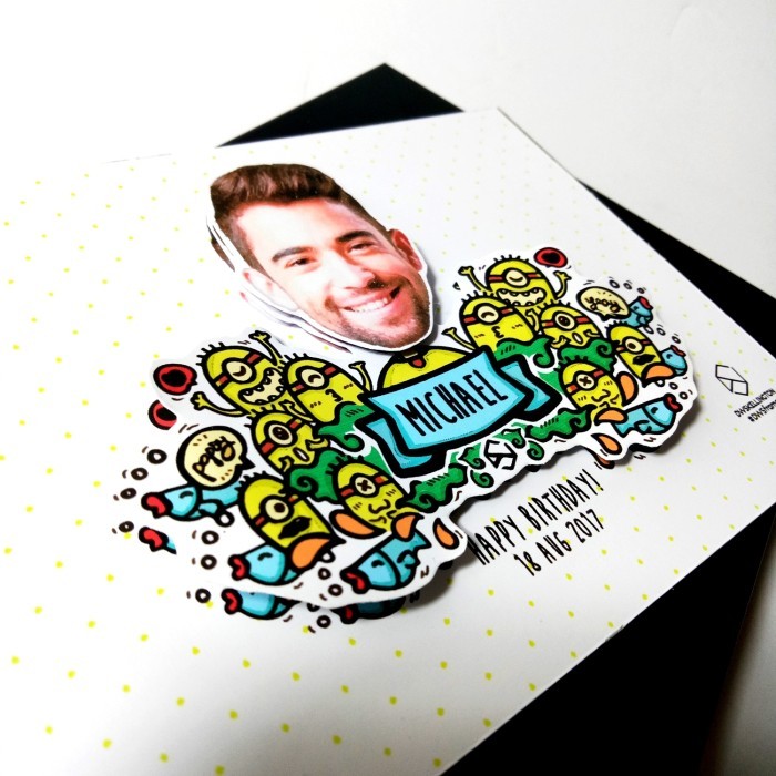 Birthday Minion Pop Up Frame Bingkai Doodle Art