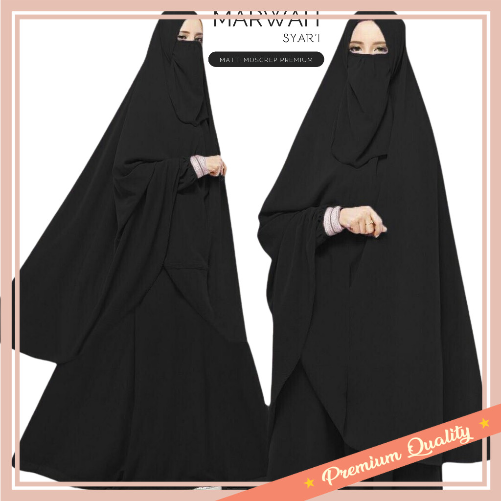 GAMIS CEWEK LEBARAN 2025 CANTIK / Gamis Marwah Syari Set Cadar /Gamis Syari Set Hijab/Gamis Set Cada