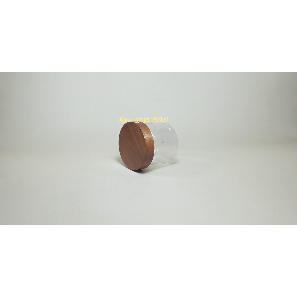 Toples 400 Ml Tabung Natural Tutup Kayu Neck 85 / Toples Bawang Goreng / Toples Snack / Toples Samba