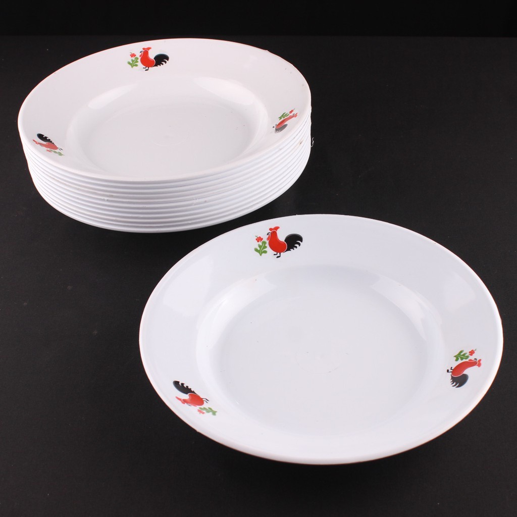 PIRING PLASTIK AYAM / PIRING MOTIF AYAM PLASTIK 12PCS ( 1LUSIN )