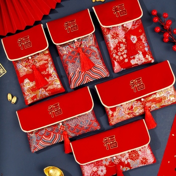 

GROSIR Dompet Kain Angpao Fu Hoki Ampau Kain Tebal Tulisan Fuk Dompet Ampau Kain Bunga Sakura Angpao