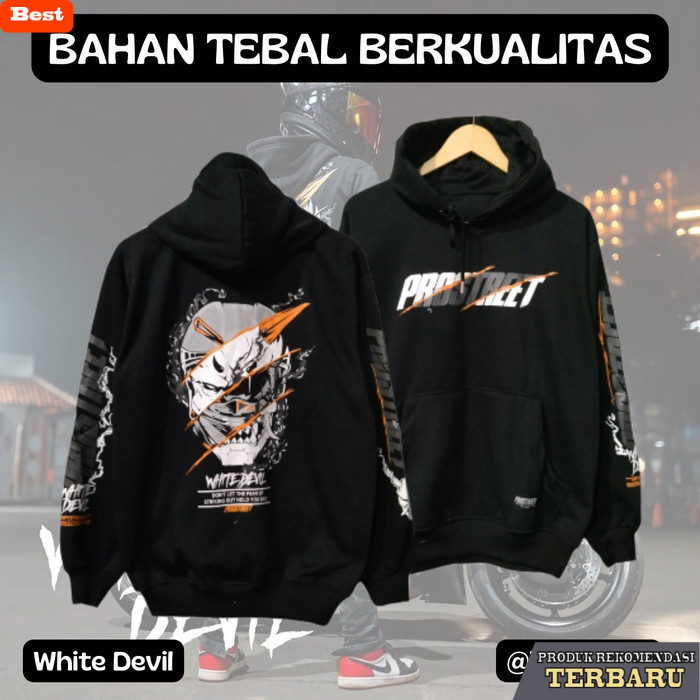 hoodie pria keren HOODIE PROSTREET WHITE DEVIL JAKET SWEATER HOODIE PRIA WANITA - White Devil, S