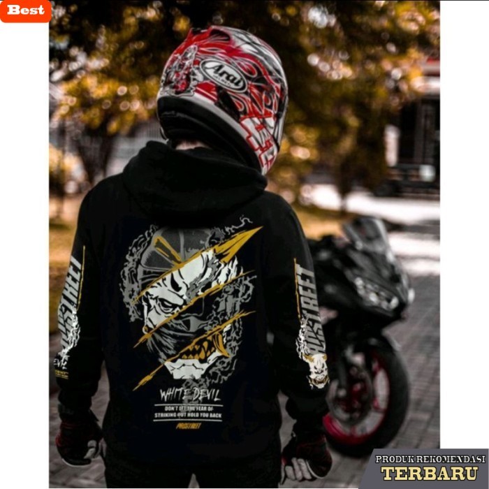 hoodie pria keren Hoodie Prostreet Pria White Devil Jaket Sunmori Pria Wanita Keren - WHITE DEVIL, L