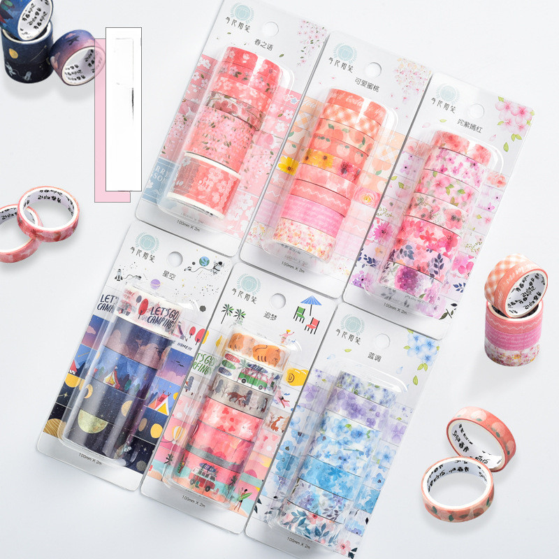 

Kawaii Fresh Japanese Style Flowers Washi Tape Set Scrabooking Diy Journal Stationery Masking Tapes Deco School Office Supplies