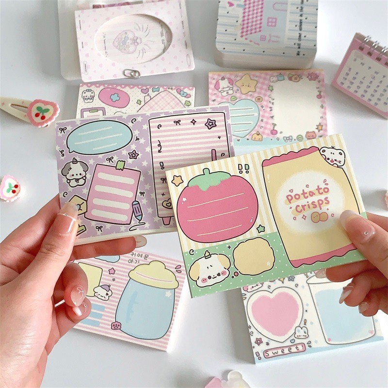 

MINKYS 50 Sheets Kawaii Cartoon Milk Puppy Memo Pads Paper To Do List Journal Note Paperlaria DIY Material Stationery
