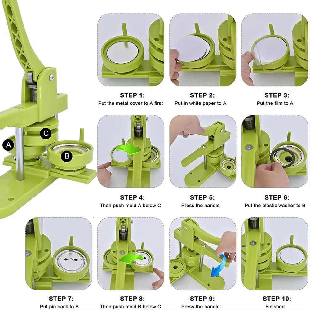 

DCBADGE Mesin Press Pin Bros Peniti Bulat Rotating Button Maker - DC-109