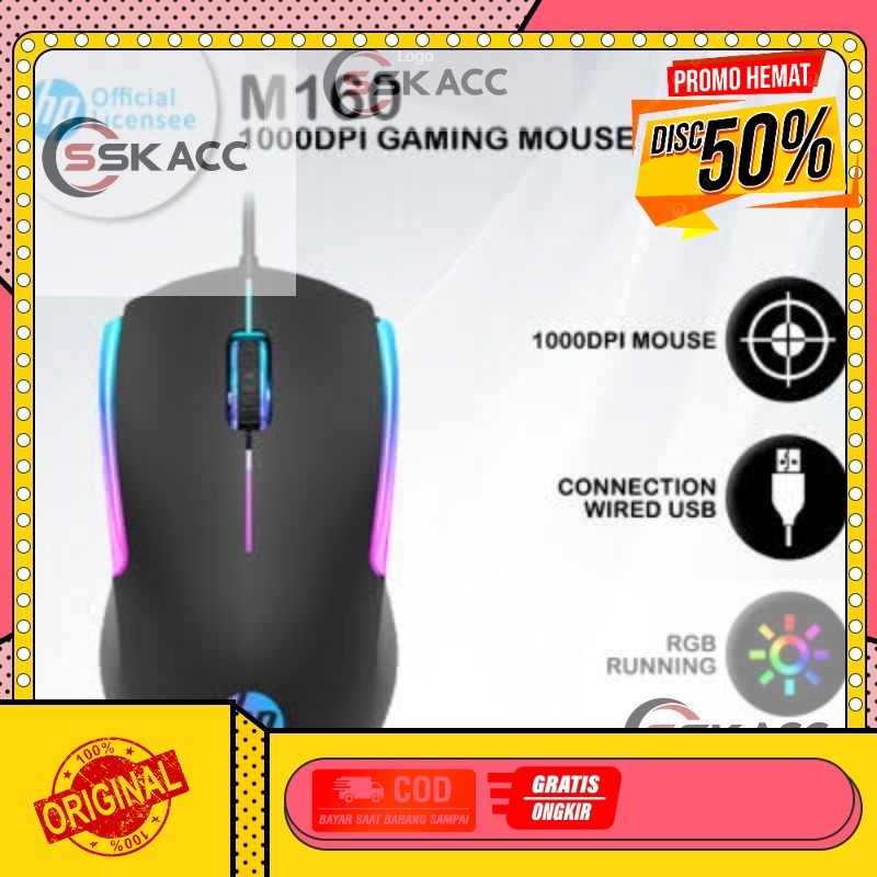 Mouse Gaming HP M160 - 1000DPI RGB USB Wired / Mouse Gaming RGB - Original GROSIR-KOMPUTER