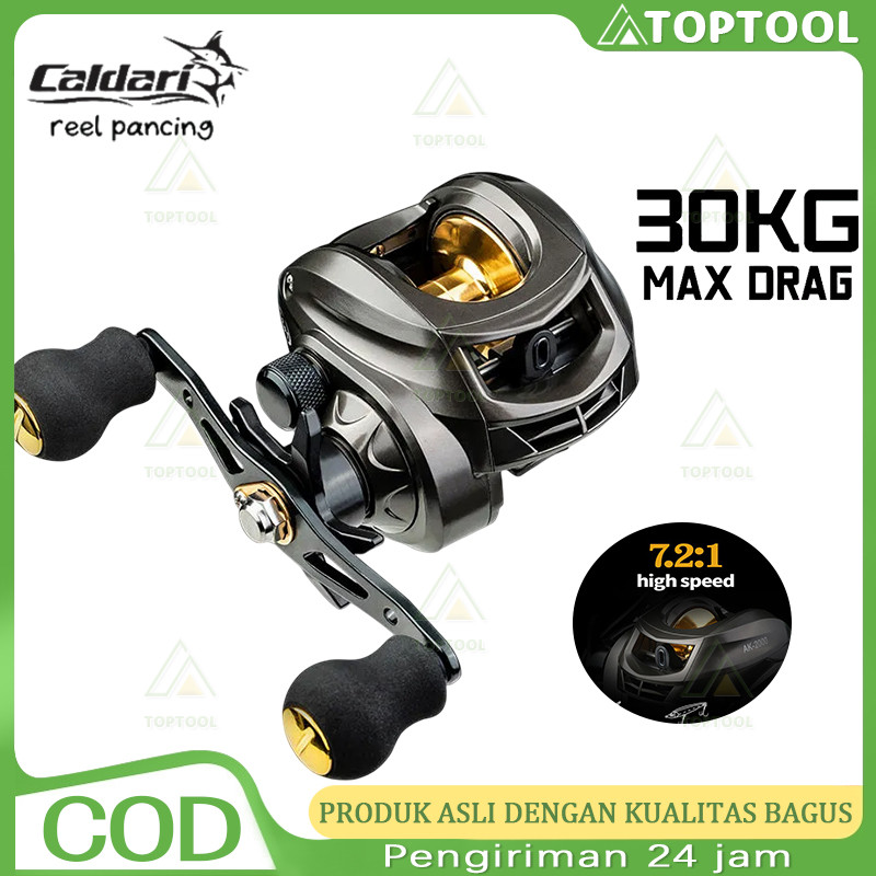 CALDARI Fishing Reel Fishing Rod Set Pancing BC Reel 7.2:1 Metal Fishing Reel Max Drag 8kg Sistem 1s