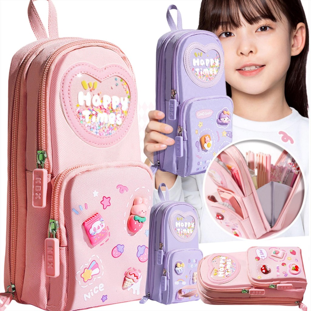 

MW022 Tempat Pensil Happy Time Pencil Case Bolpoin Kotak Dompet Pouch Stationary Alat Tulis Diary