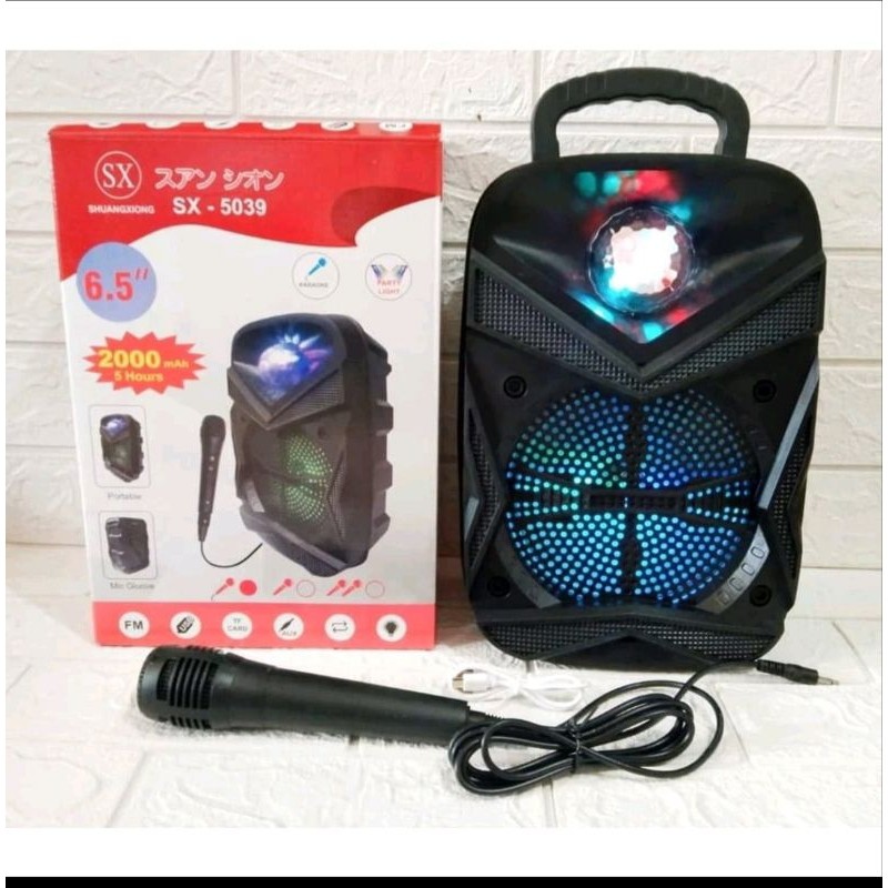 HOMEWERE - Speaker Karaoke Bluetooth Type SX-5035 Dual Suara Jerni Super Bass Batrai Awet Free Mic