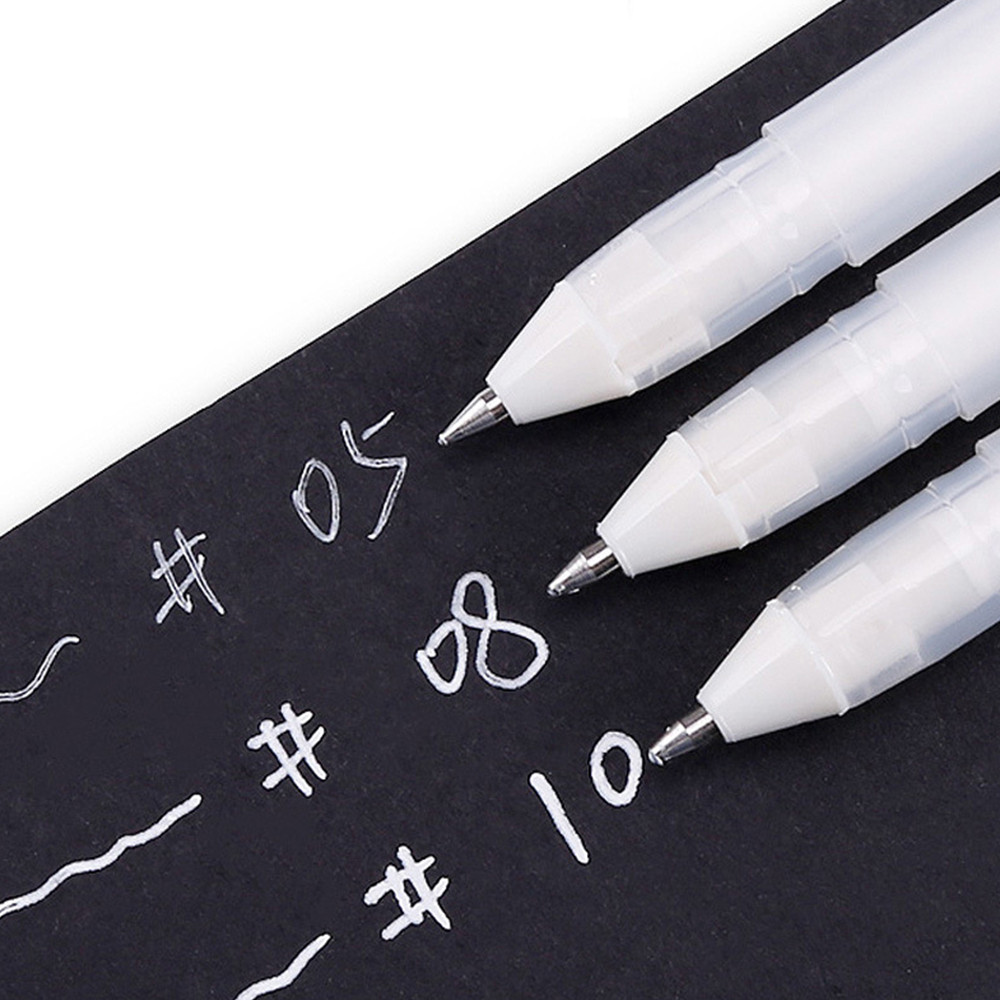 

0.5mm 0.8mm 1.0mm Sakura Gelly Roll Gel Pen White Color High Light Marke Pen Black Cardboard Art Painting Pen White Line Pens