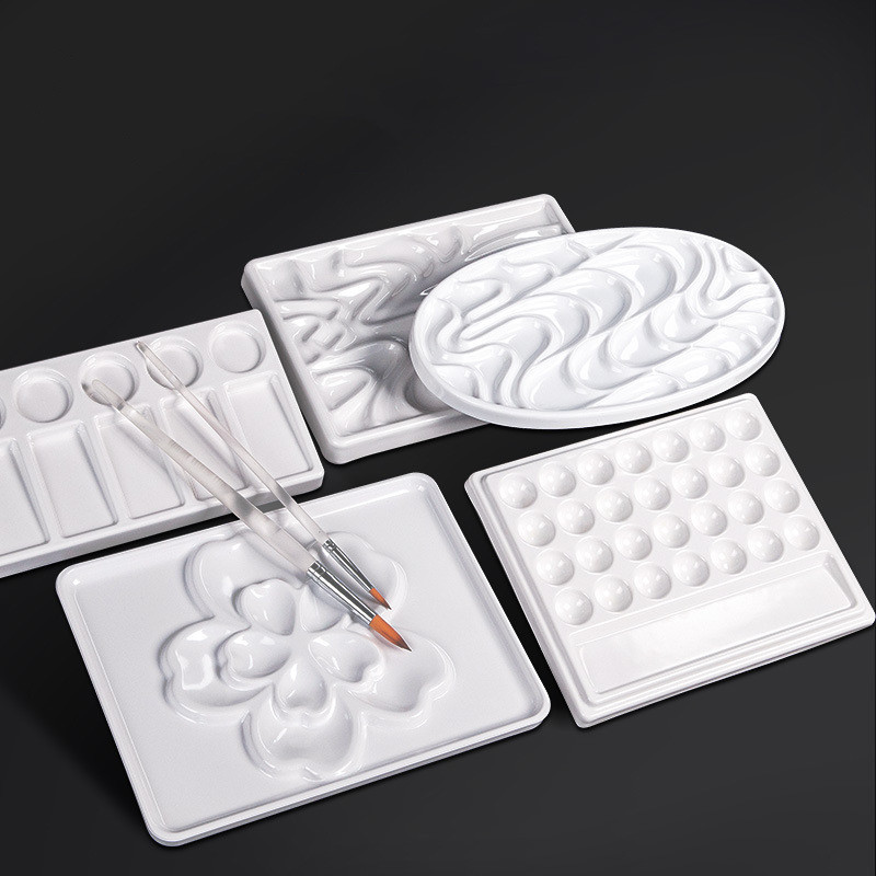 

High Quality Imitation Ceramic Artist Paint Palette For Oil Watercolour Empty Painting Pallet Drawing Art Supplies
