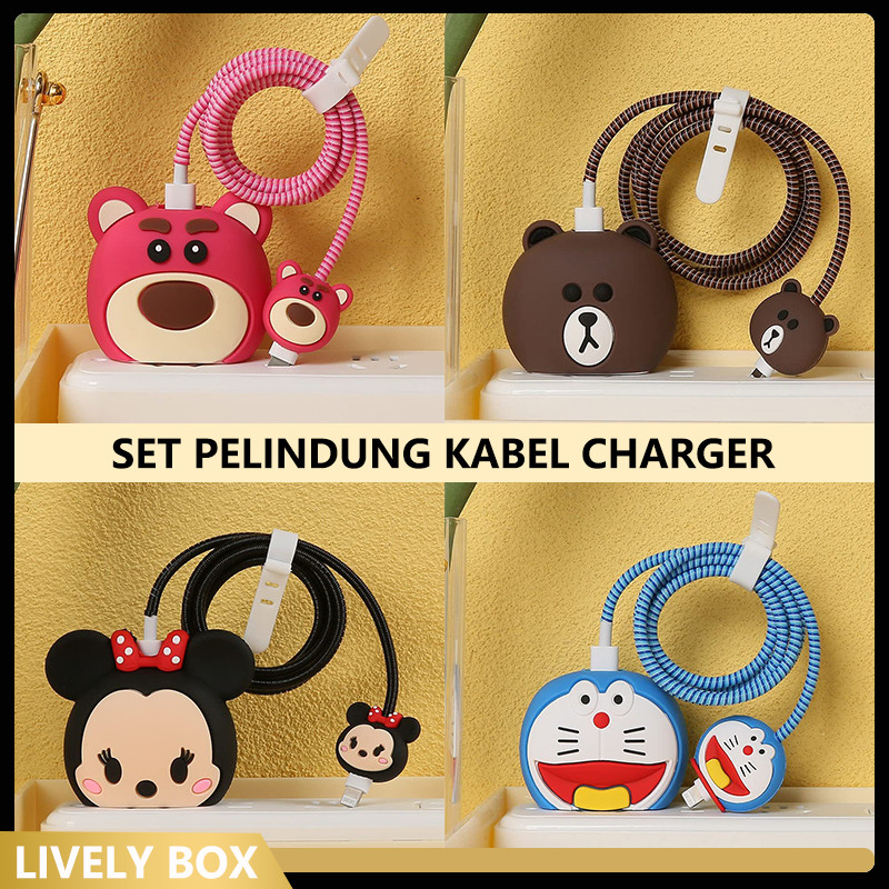 Set Pelindung Kabel 4 In 1 / Set Cable Bite Karakter / Set Pelindung Kabel Charger HP