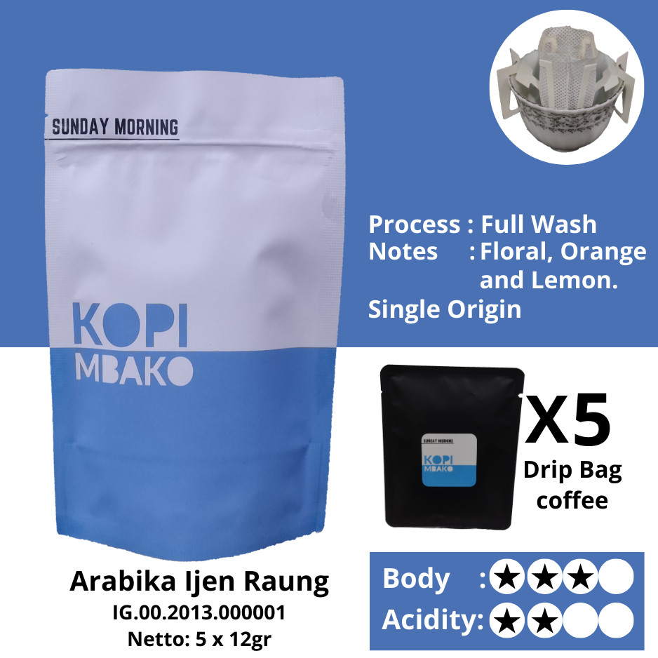 

Drip Bag Coffee Arabika Ijen Raung Sunday Morning by Mbako Kopi
