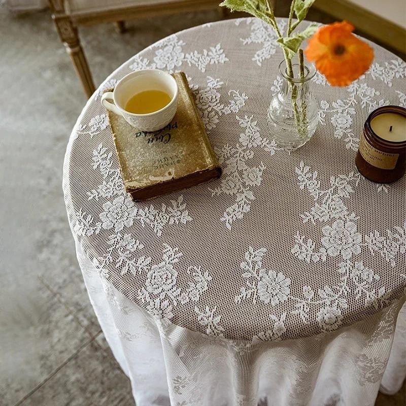 Lace Tablecloth Decorative Rectangle Tablecloth for Table Dining Table Cover White Round Tablecloth 
