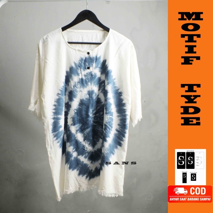 Baju tyde lengan pendek bahan katun/baju bali /kaos bali/kaos tyde  Putih M