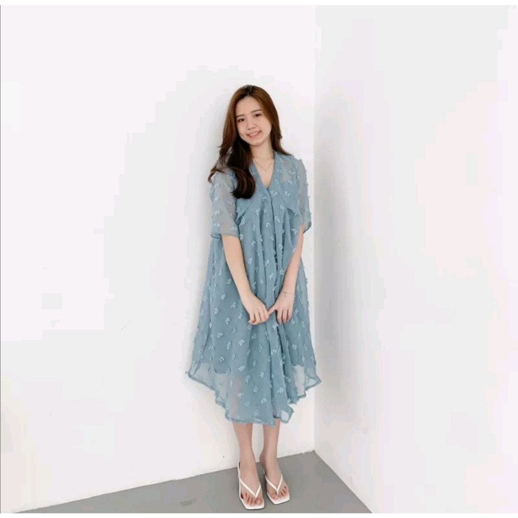 DHOLISHOP.ID Mora Dress Free Inner Dress Brukat Baju Lebaran Idul Fitri Dress Kondangan Korean Dress