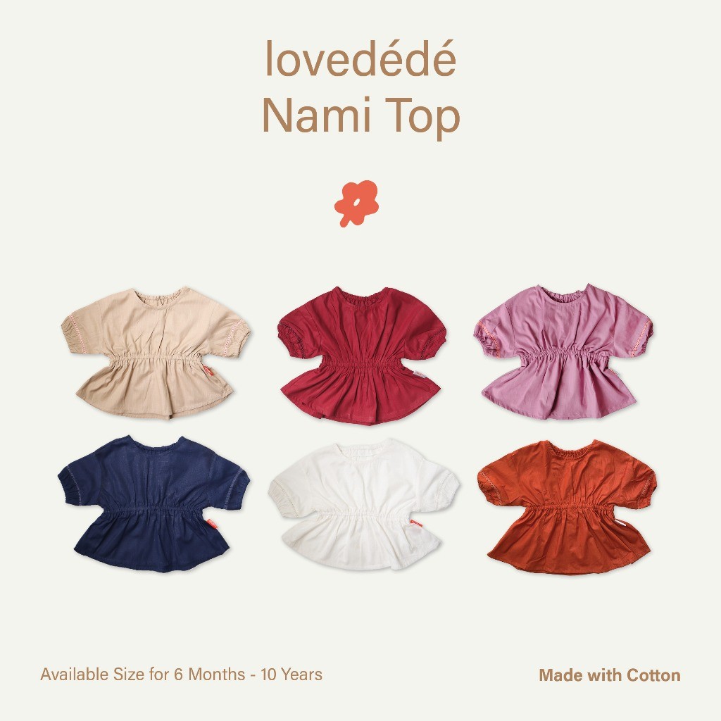 6 bulan - 10 tahun - Nami Top - Atasan Lengan Renda Bayi & Anak Perempuan lovedede - BB