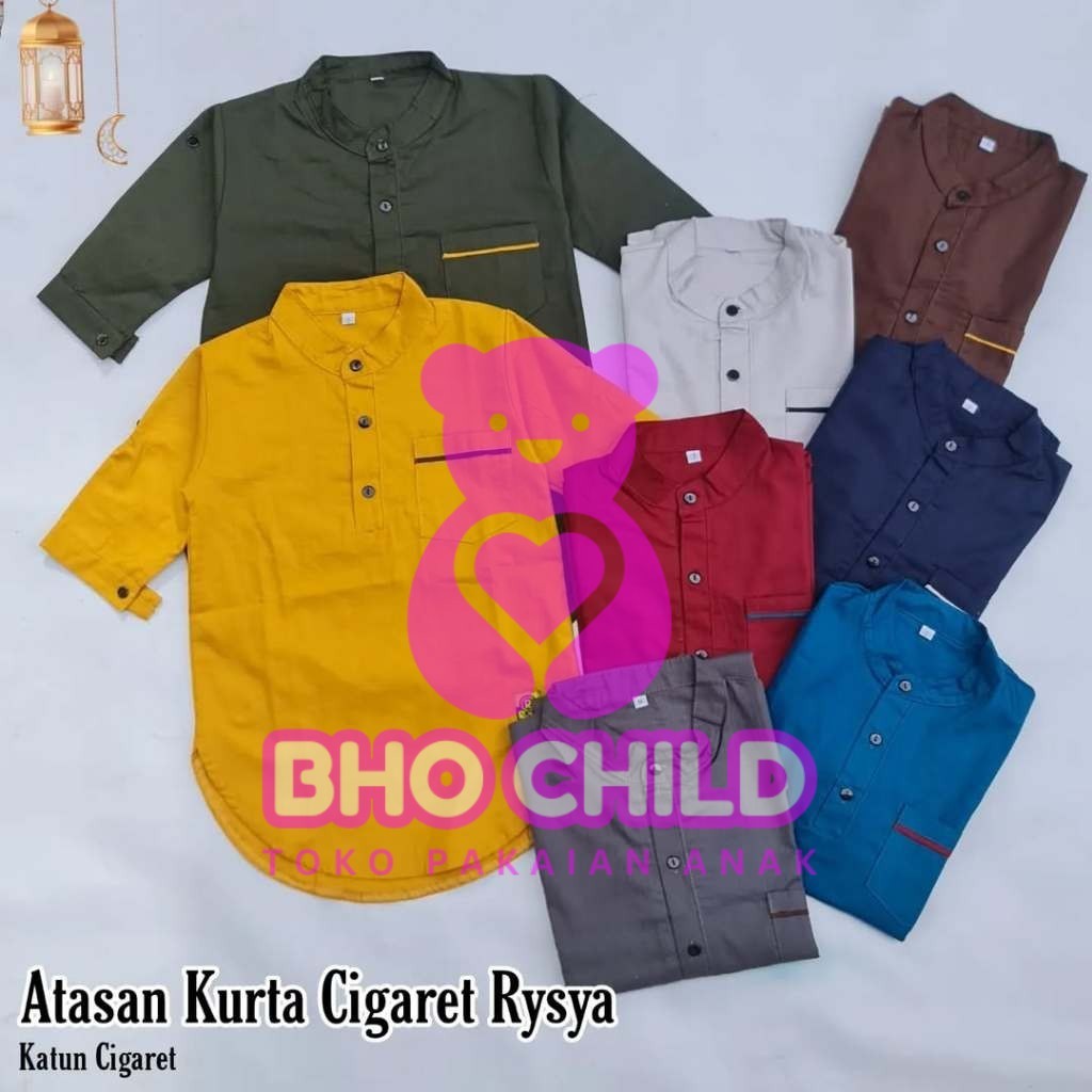 Kemeja Koko Kurta Remaja Katun Cigaret Rysya 4-14 Tahun// Atasan Kemko Anak Laki-Laki remaja cigaret