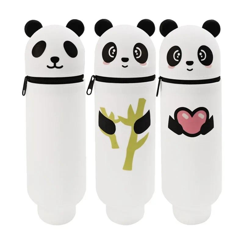 

Cartoon Panda Silicone Pencil Case Stationery Storage Organizer, Pencil Case for Office School Supplies, Gifts Stand Up Pen Case
