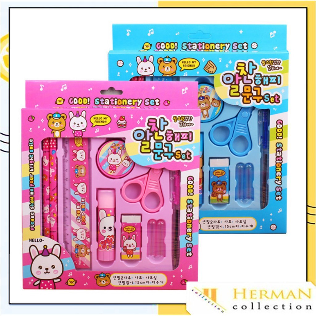 

(HOT SALE) HC Paket Alat Tulis set 8in1 Stationery Set Study Set Anak Karakter Set Alat Tulis Anak TK