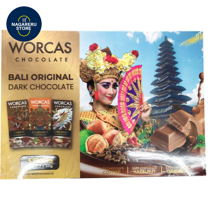 

Worcas chocolate bali original dark chocolate 3 bars (3 x 50gr) 150gr