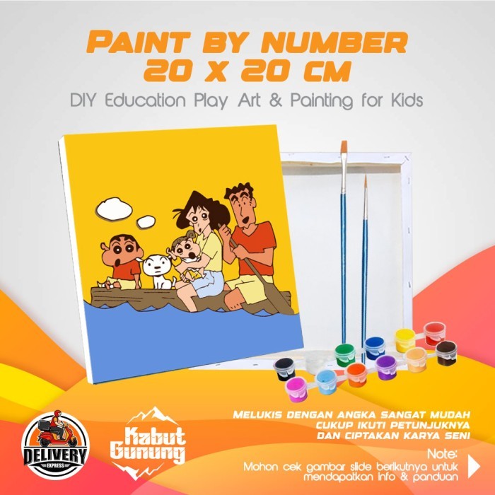 

1 Set Belajar Melukis DIY Paint by Number 20x20 Shinchan Donald Duck SpongeBob Doraemon