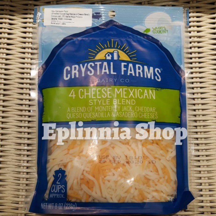 

Crystal Farms 4 Cheese Mexican Style Blend 226 gr - Keju Campur Parut