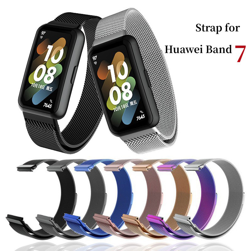 Milan Magnetic Strap For Huawei Band 7 Stainless steel Smartwat- Replacement Wristband Bracelet For 