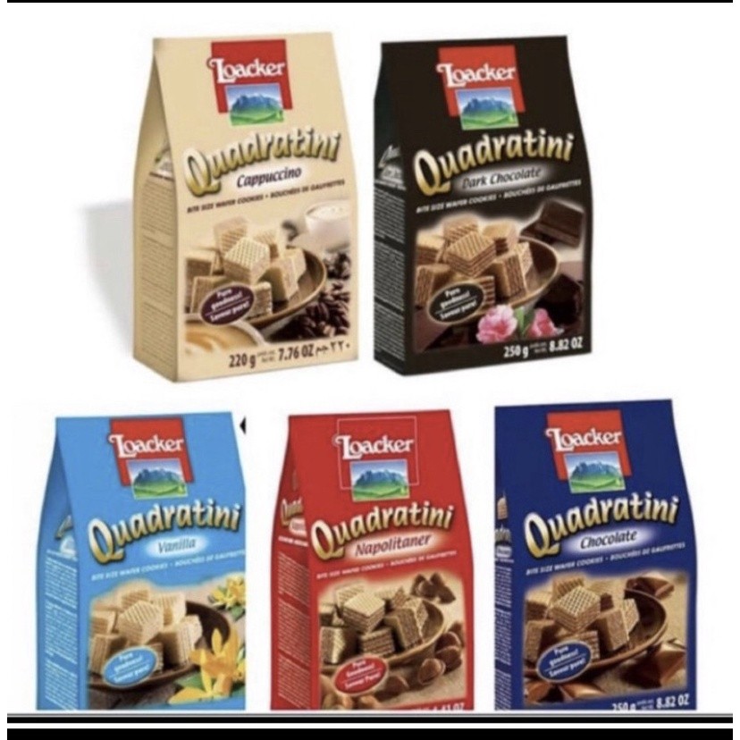 

LOACKER Quadratini 250 Gr All Varian Rasa - Wafer Premium Import Italy