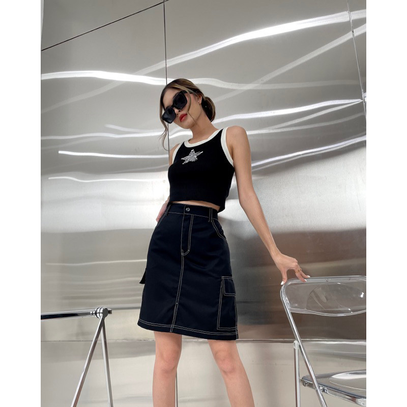 NANTARSHOP HL CARGO LIST MINI SKIRT- ROK CARGO LIST PENDEK (REALPICT)