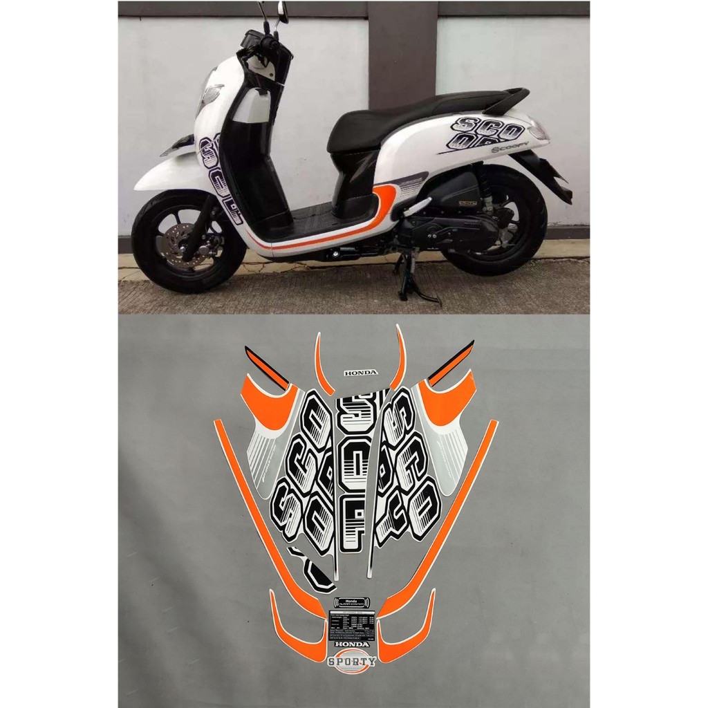 STRIPING STIKER MOTOR SCOOPY SPORTY 2018 PUTIH FULL BODY STANDAR