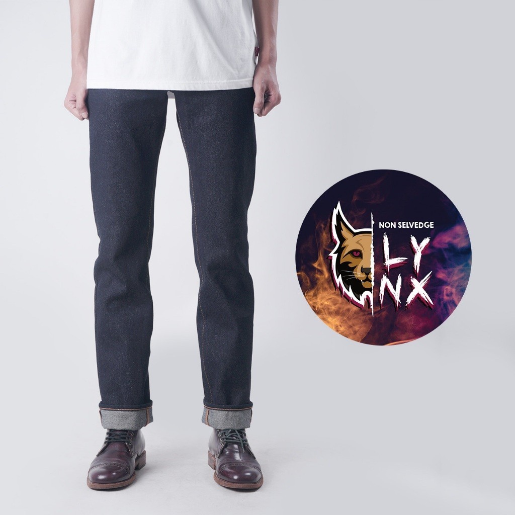 EARTHY GENOVA - Denim NON SELVEDGE LYNX 15 Oz Sanforized Celana Raw Jeans Pria Slim Straight Cut Sup