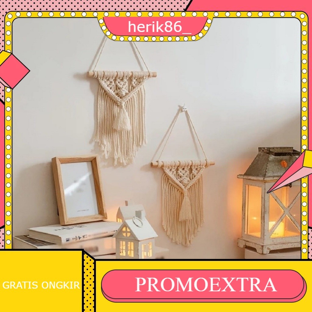 PREMIUM   wall hanging - Dekorasi kamar - Hiasan dinding aesthetic HIASAN DINDING TALI KATUN