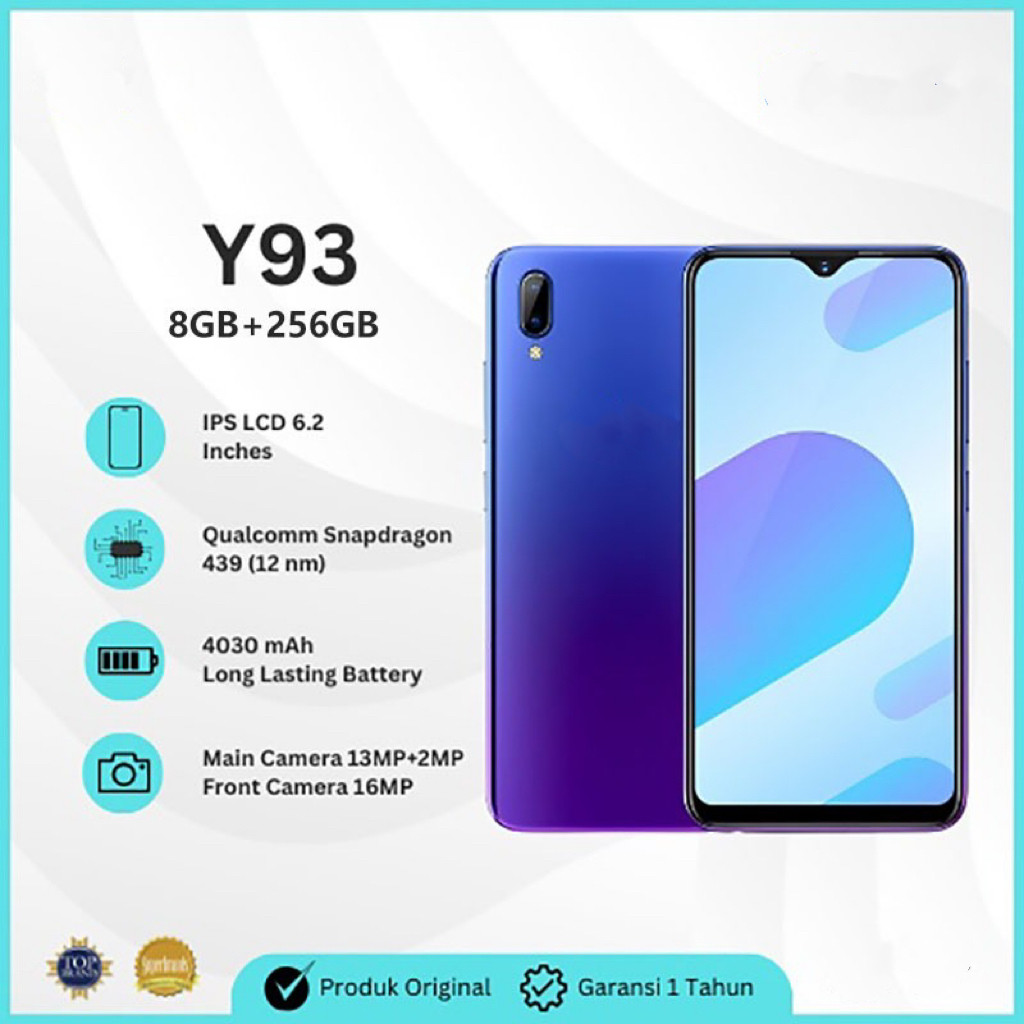SmartPhone VIVO Y93 Ram 8/256 6.22inch Baru Fullset Garansi 12 Bulan Termurah