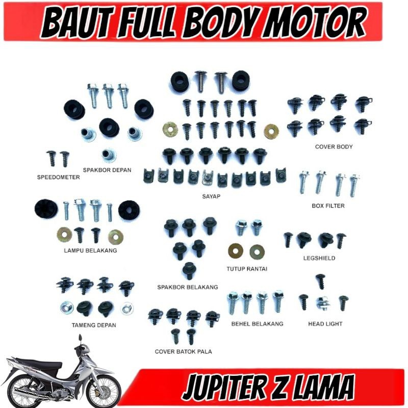 COD Baut Jupiter 105cc Gen 1 Full Set / Baud Yamaha Jupiter Z lama Full Body / Baut Yamaha Jupiter Z