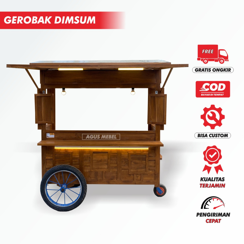 GEROBAK DIMSUM + LAMPU LED [TERMURAH]