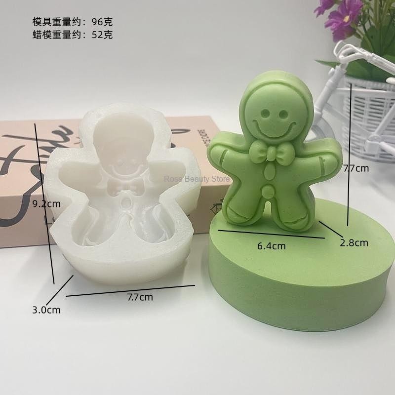 

Gingerbread Man Silicone Candle Mold Diy Handmade Cute Gingerbread Man Soap Resin Plaster Baking Molds Home Festival Decor