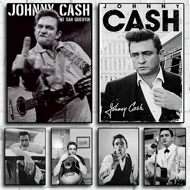 

Rock Music Band Star Johnny Cash Black White Retro For Room Living Sofa Wall Art Home Decor Picture Canvas Painting Poster