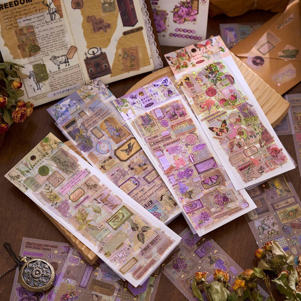 

6 Lembar/ Pack Sticker Bunga Gold Foil EARLY CLOUDS Tahan Air Decorative Sticker