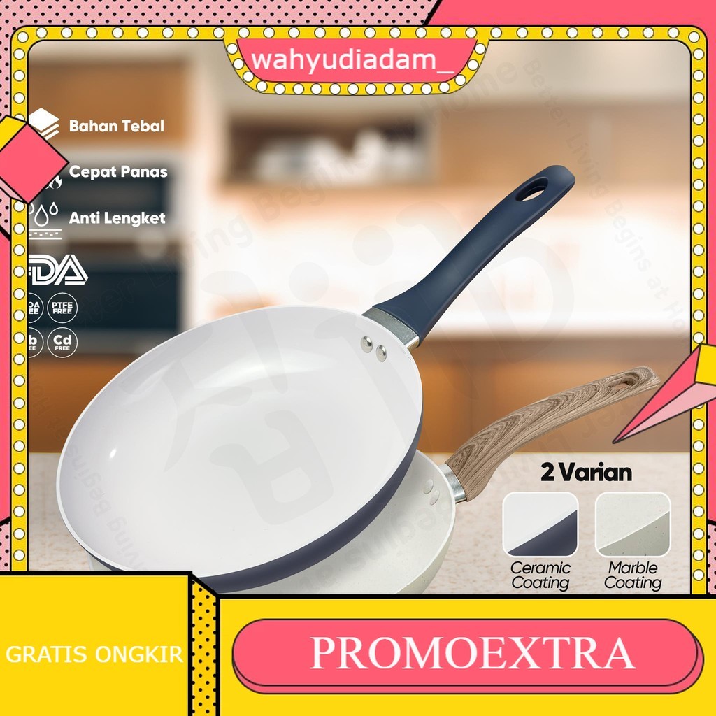 Fry Pan Marble & Ceramic Coating / Wajan Anti Lengket / Frypan Marmer & Keramik / Penggorengan Induk