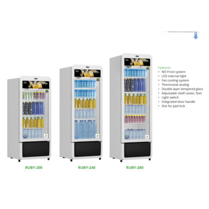 RSA SHOWCASE RUBY-280 (280L) RUBY-240 (240L) RUBY-200(200L) NO FROST PENDINGIN MINUMAN RSA 3 RAK/4 R