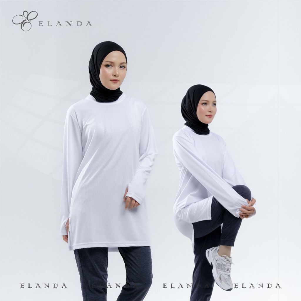 BEST SELLER Elanda Baju Olahraga Muslimah Kaos Wanita Muslim Lengan Panjang Dry fit Lari Running Jog
