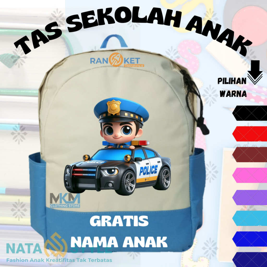 Tas Anak Profesi Polisi/Police I Tas Ransel Anak Profesi Polisi/Police  {FREE CETAK NAMA} COD
