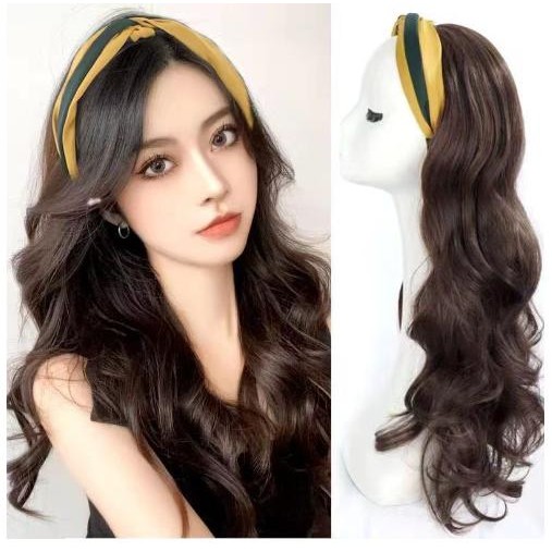 Wig Bando Cantik Wanita Simple Elegan Korean Version Wig Bando Panjang Wanita Hairclip Korea Rambut 