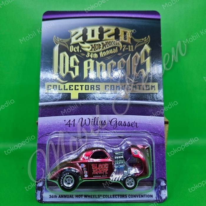 Pee99 diecast Hot Wheels 2020 Los Angeles collector convention 41 Willys Gasser Red Blood Shot ban k