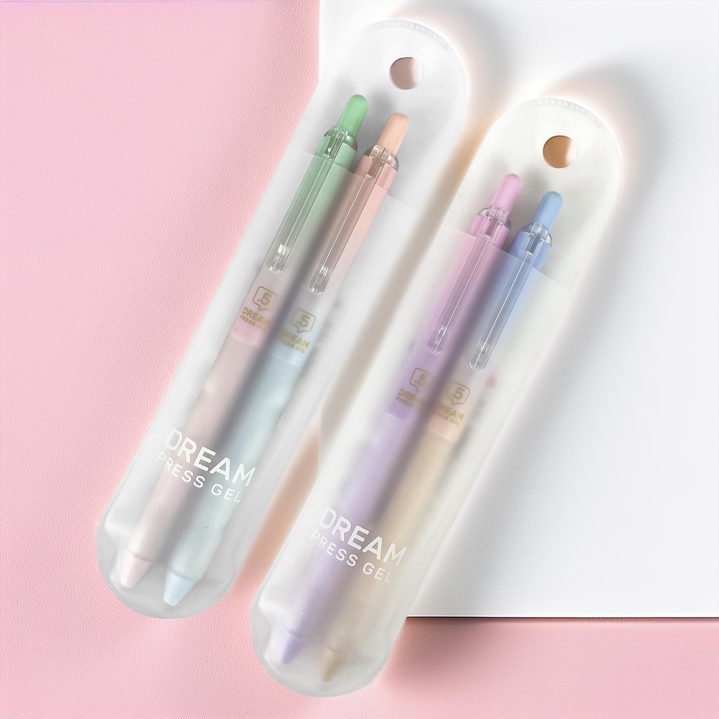 

NAS Pulpen Gel 0.5 mm Isi 2 Pcs / Pulpen Mekanik Cetek Retractable Tinta Hitam / Gel Pen Pena Dream Press Gel Pastel Rainbow Bolpoin Ballpoint