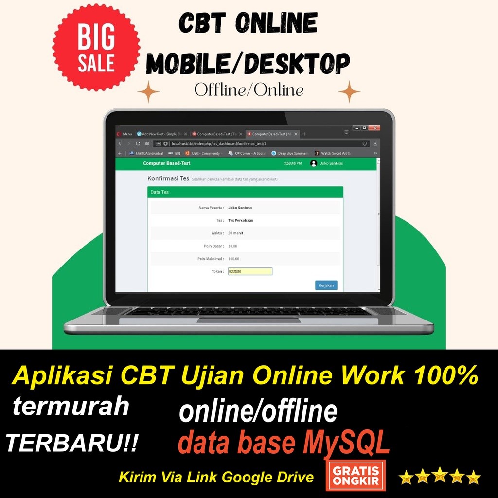 Aplikasi CBT Ujian Online Work 100% online/offline
