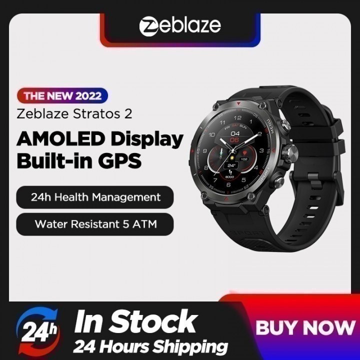 ZEBLAZE STRATOS 2 GPS Smartwatch AMOLED Display 5 ATM Waterproof